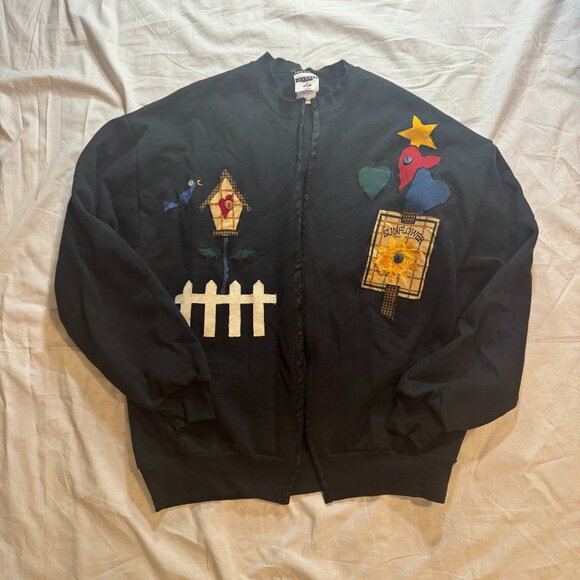 American Vintage Handmade Applique Sweatshirt Jacket, Size XL - Picture 1 of 8